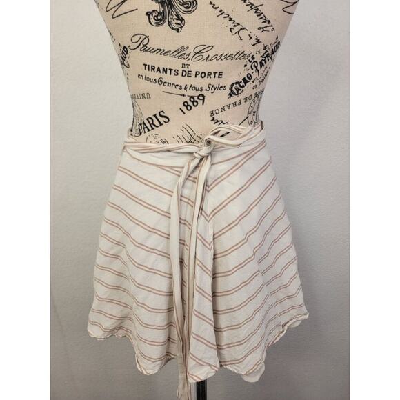 Privacy Please Mini Wrap Skirts Womens Size Large Satin Striped Lined Slinky - Picture 3 of 6